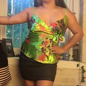 Bisou Bisou Green Silky Camisole